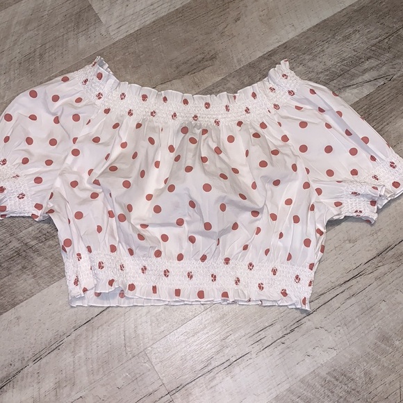 NEW J. Crew Set. Puff sleeve smocked top and skirt in white rose dot. Sizes S,M - Picture 7 of 16